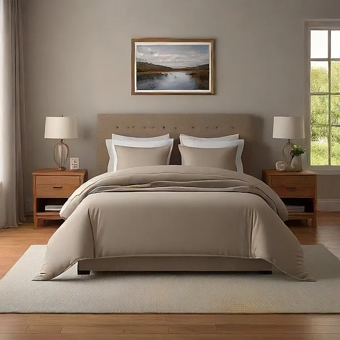 15 Inch Drop Bed Skirt Taupe 1000TC Egyptian Cotton 1-PC