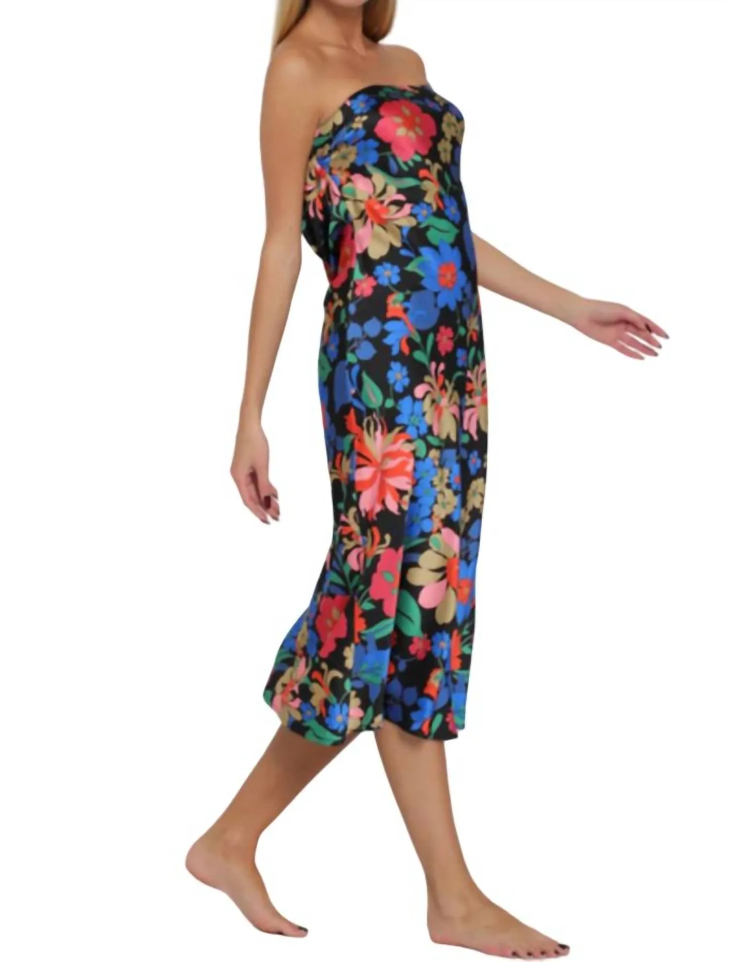 Aakaa - Floral Cowl Back Midi Dress