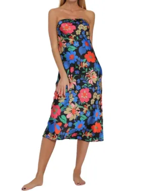 Aakaa - Floral Cowl Back Midi Dress