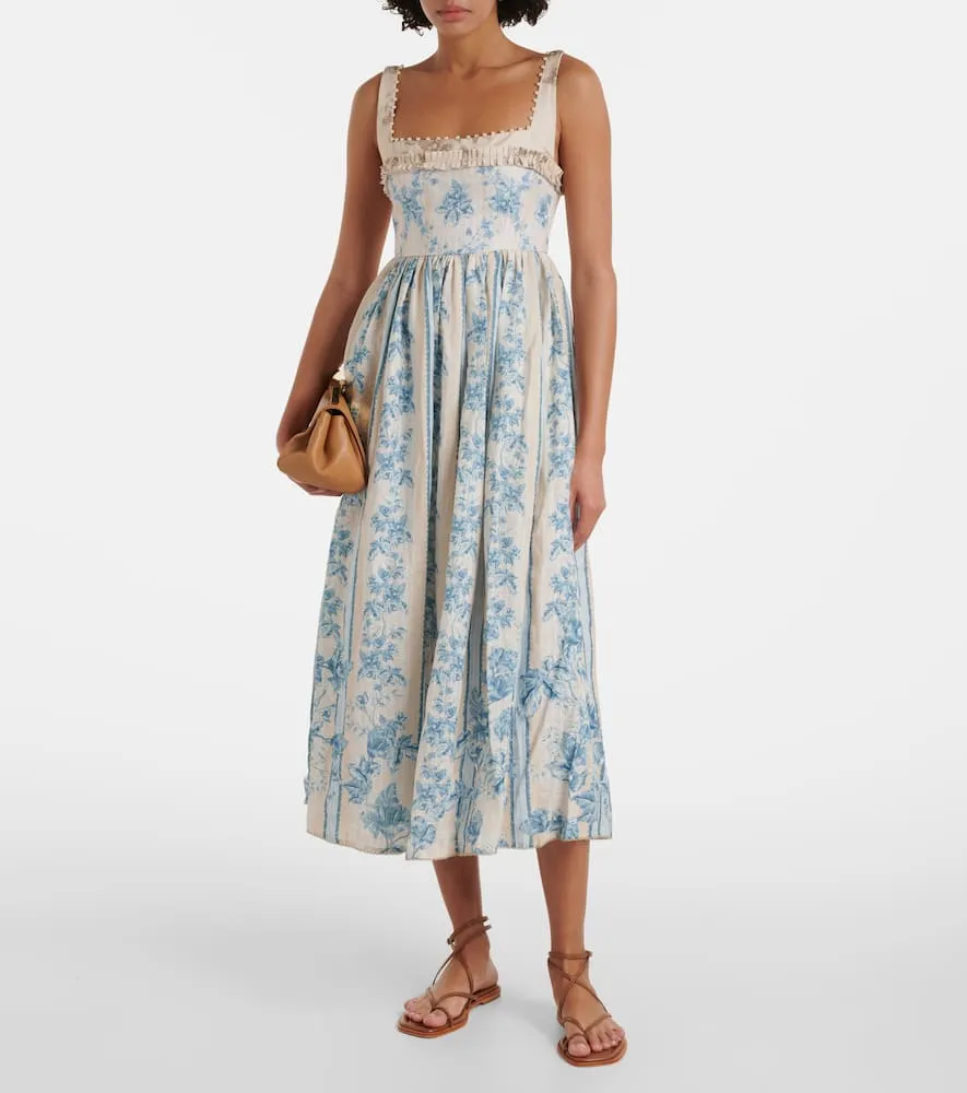 Agua by Agua Bendita Barbara floral linen midi dress