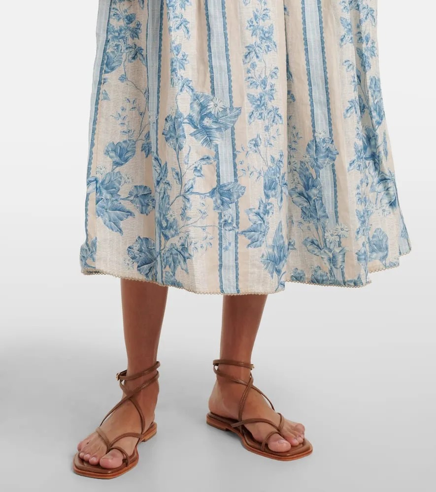 Agua by Agua Bendita Barbara floral linen midi dress