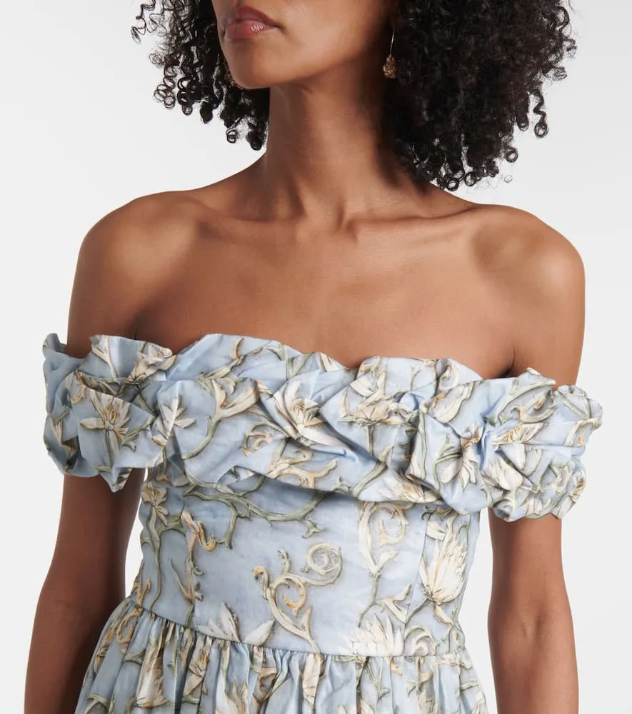 Agua by Agua Bendita Espliego ruffled floral linen maxi dress