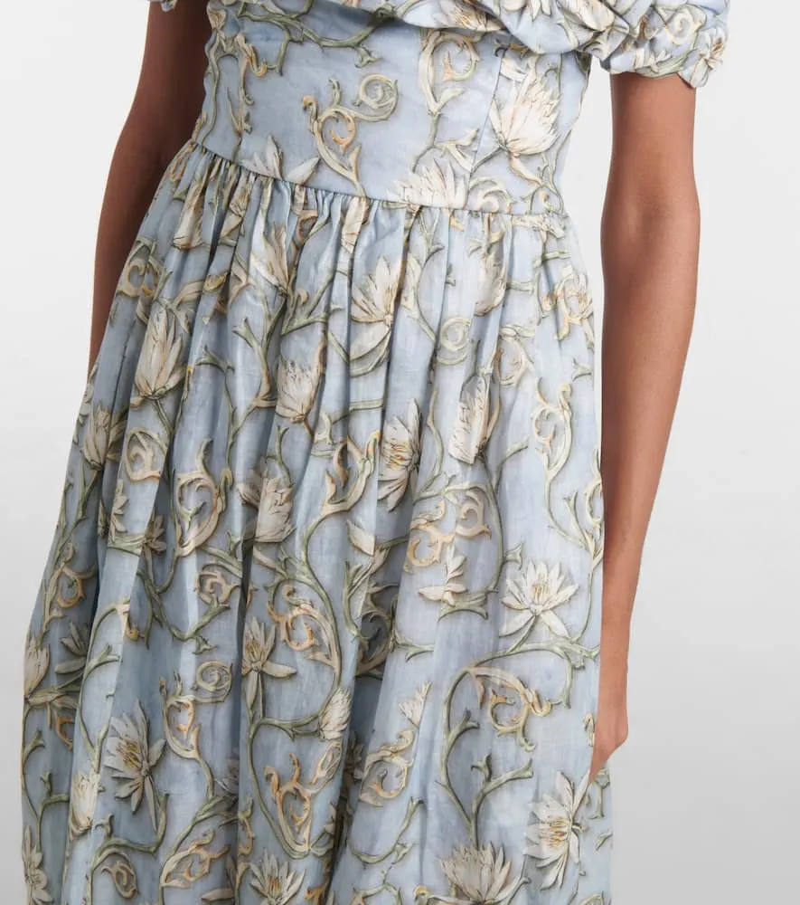 Agua by Agua Bendita Espliego ruffled floral linen maxi dress
