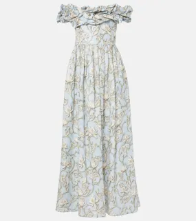 Agua by Agua Bendita Espliego ruffled floral linen maxi dress