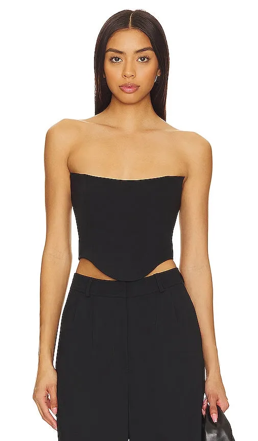 Amanda Uprichard Sabine Crop Top in Black