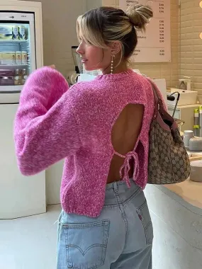 Back Cut Out Chic Crop Pullover