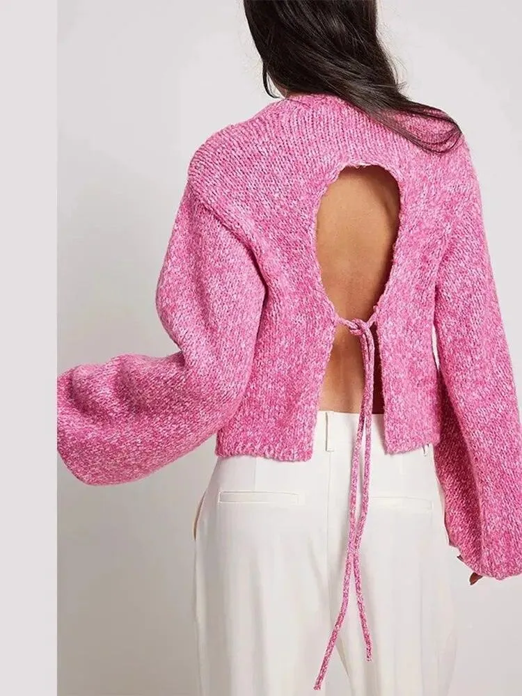 Back Cut Out Chic Crop Pullover