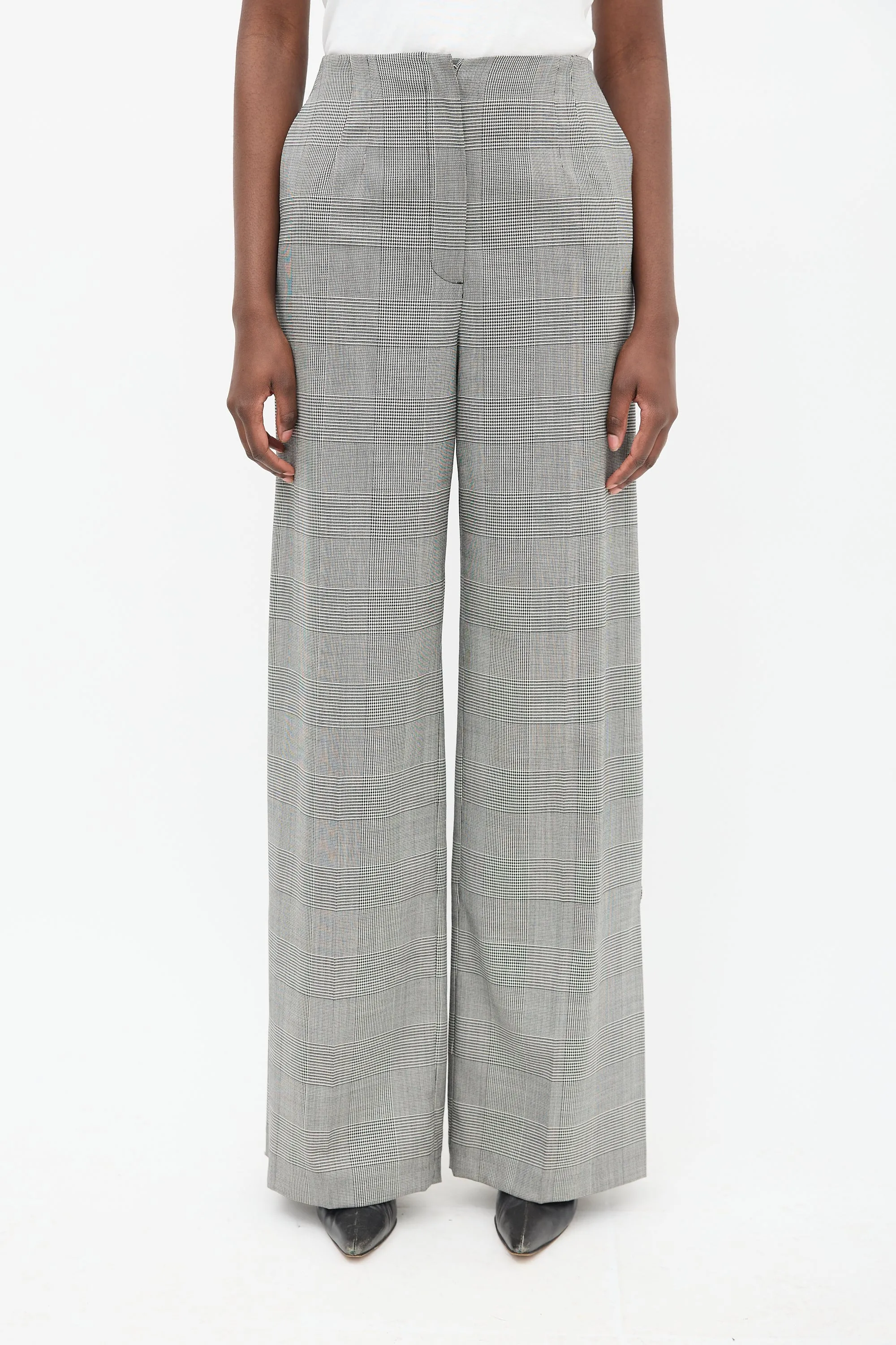 Black & White Check Wide Leg Trouser