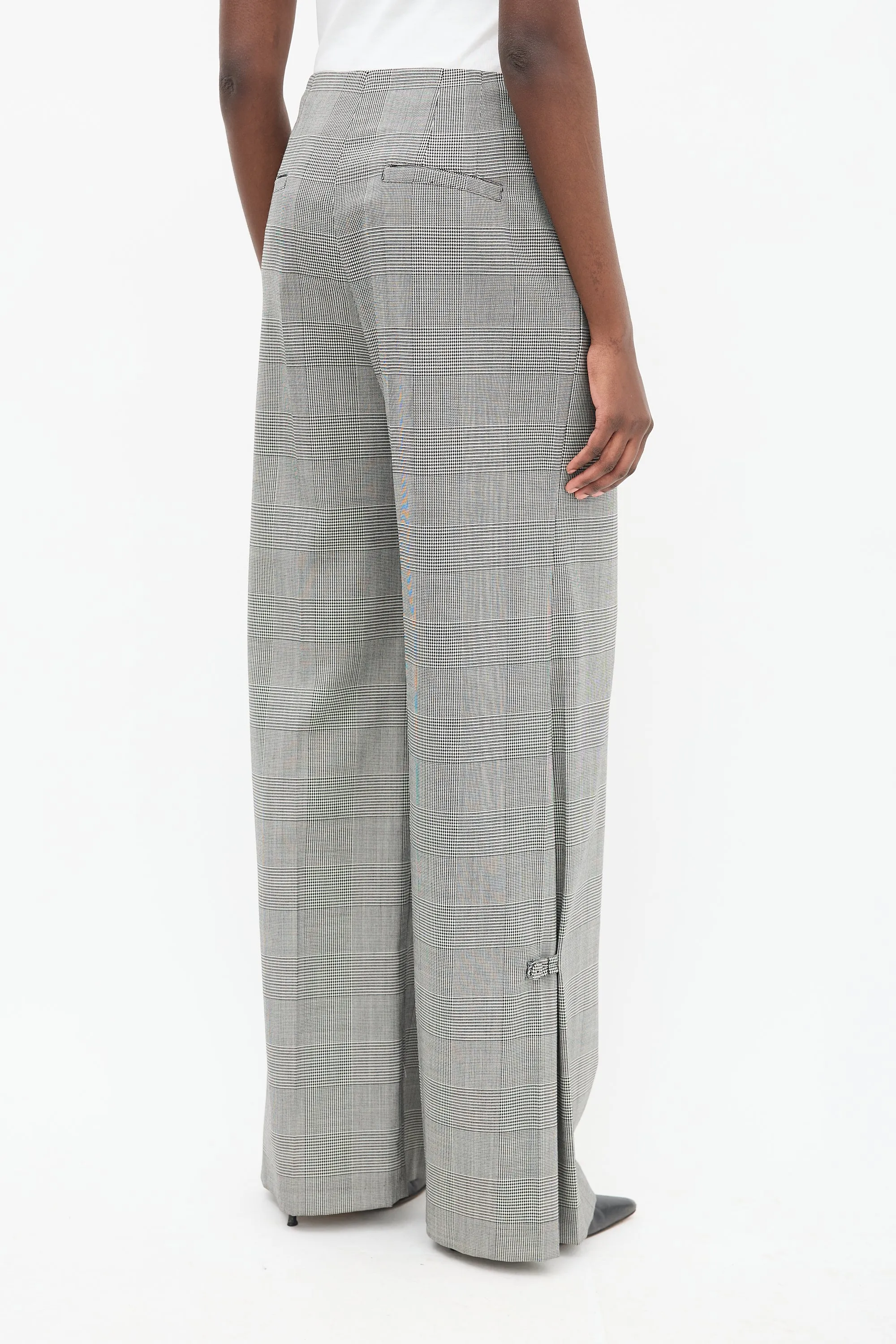 Black & White Check Wide Leg Trouser