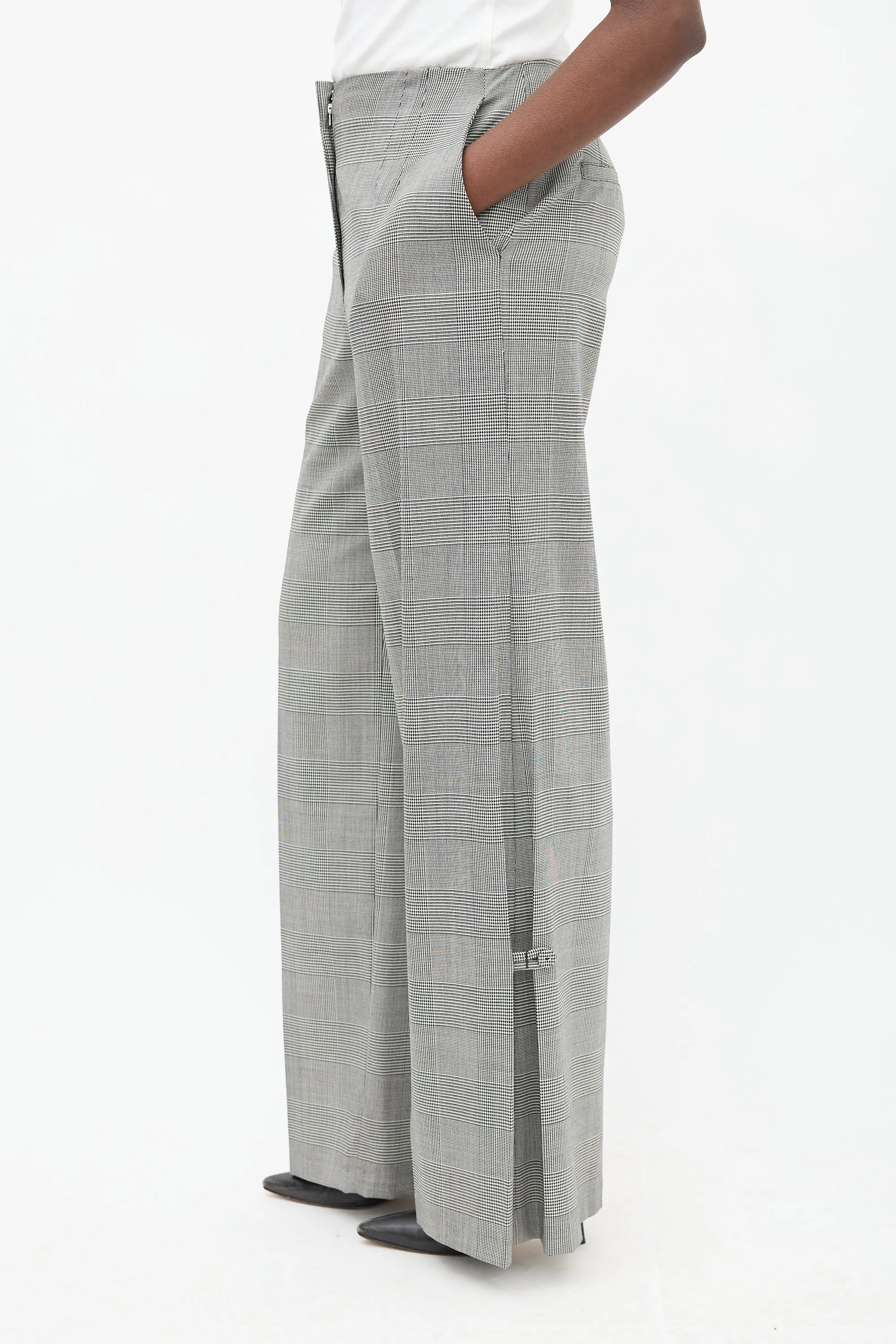 Black & White Check Wide Leg Trouser