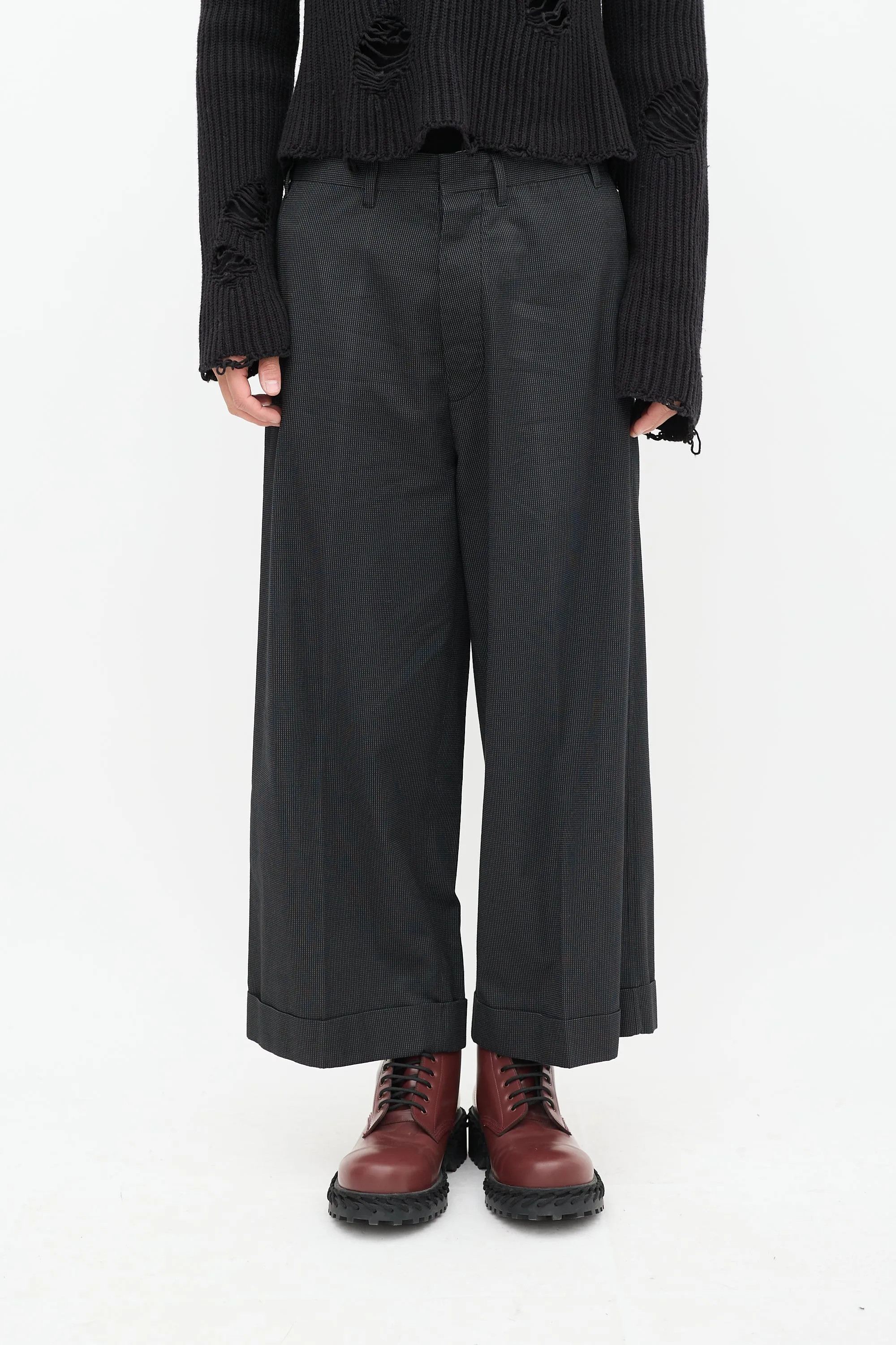 Black & White Pinstripe Wide Leg Trouser