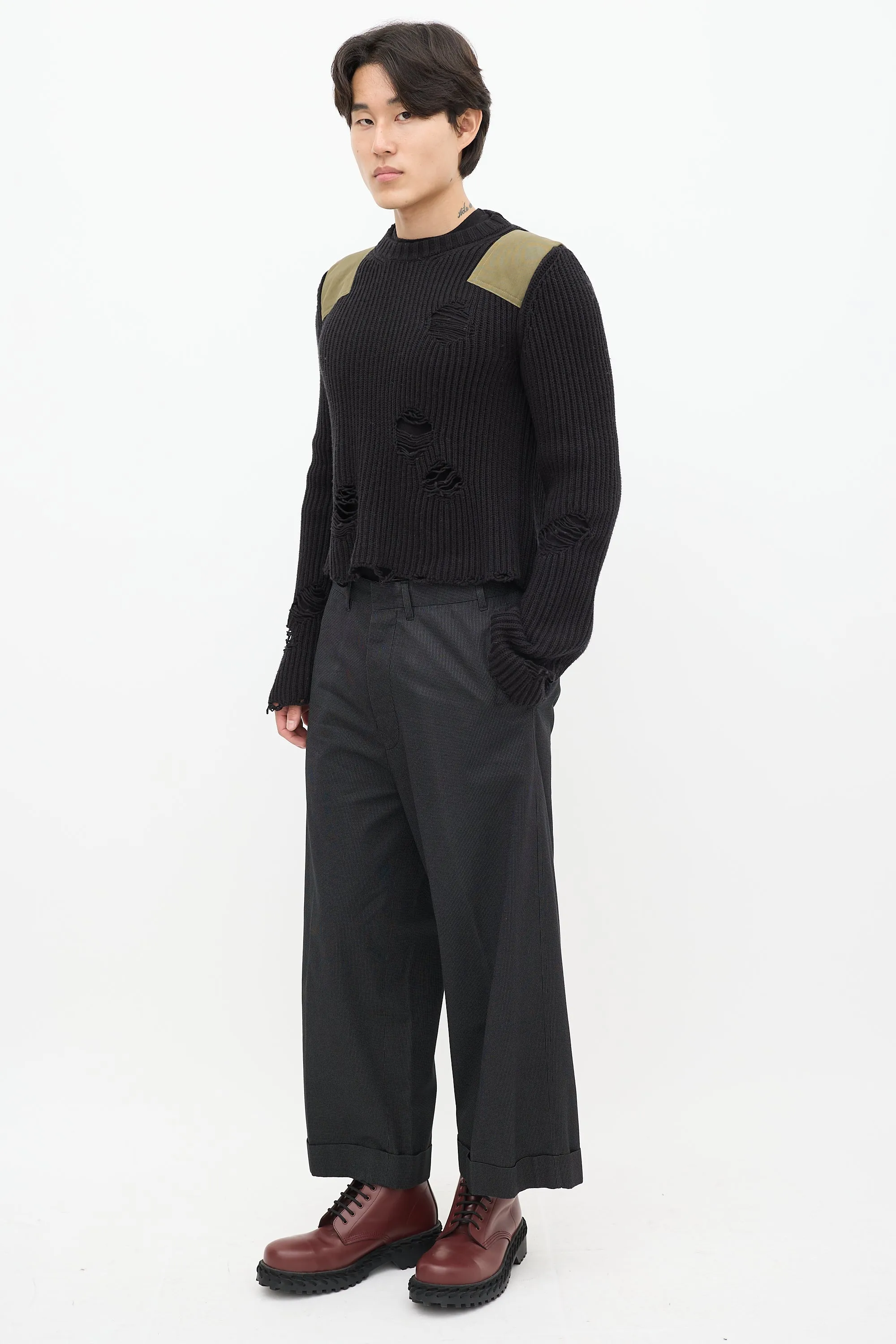Black & White Pinstripe Wide Leg Trouser
