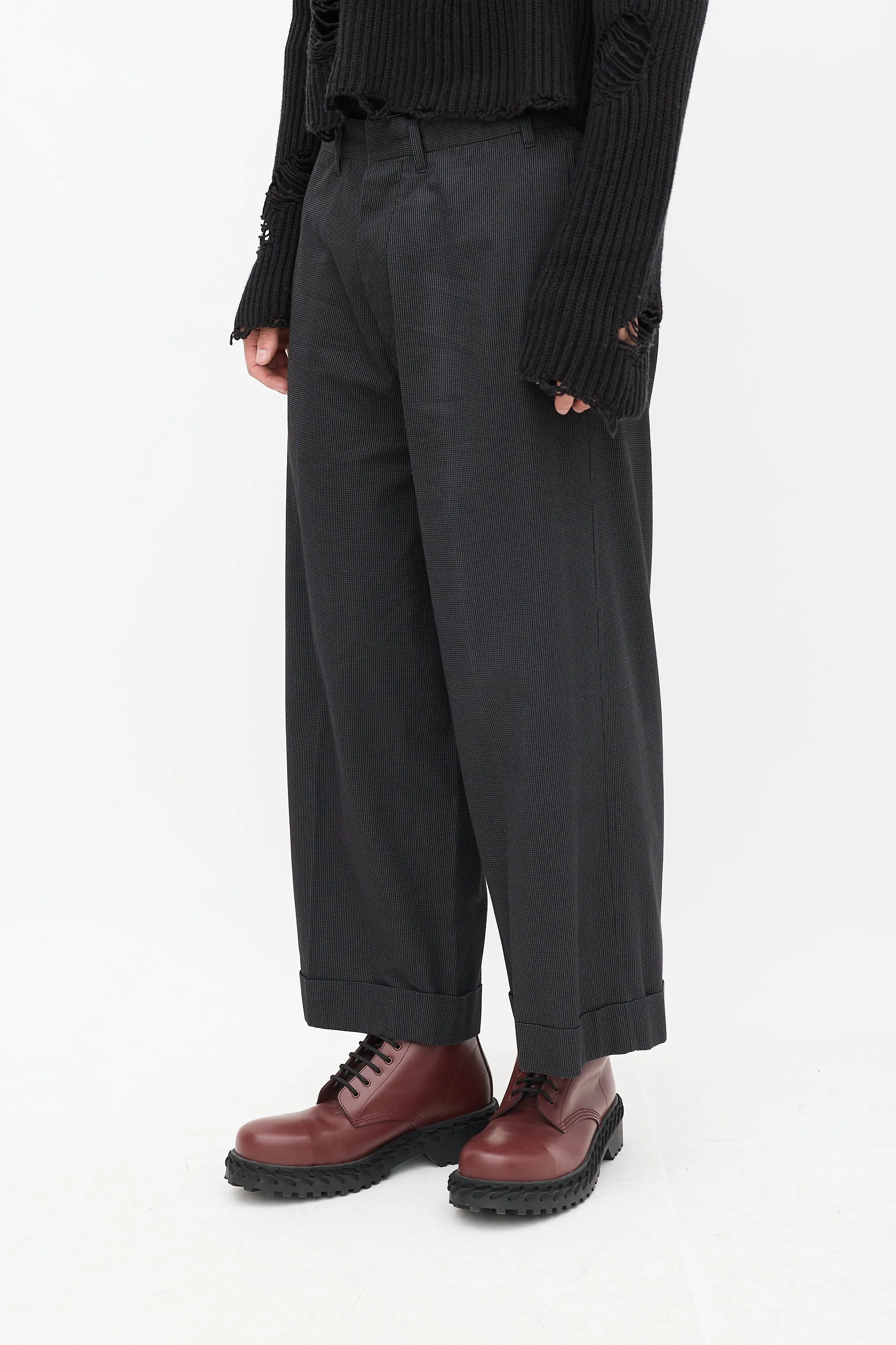 Black & White Pinstripe Wide Leg Trouser