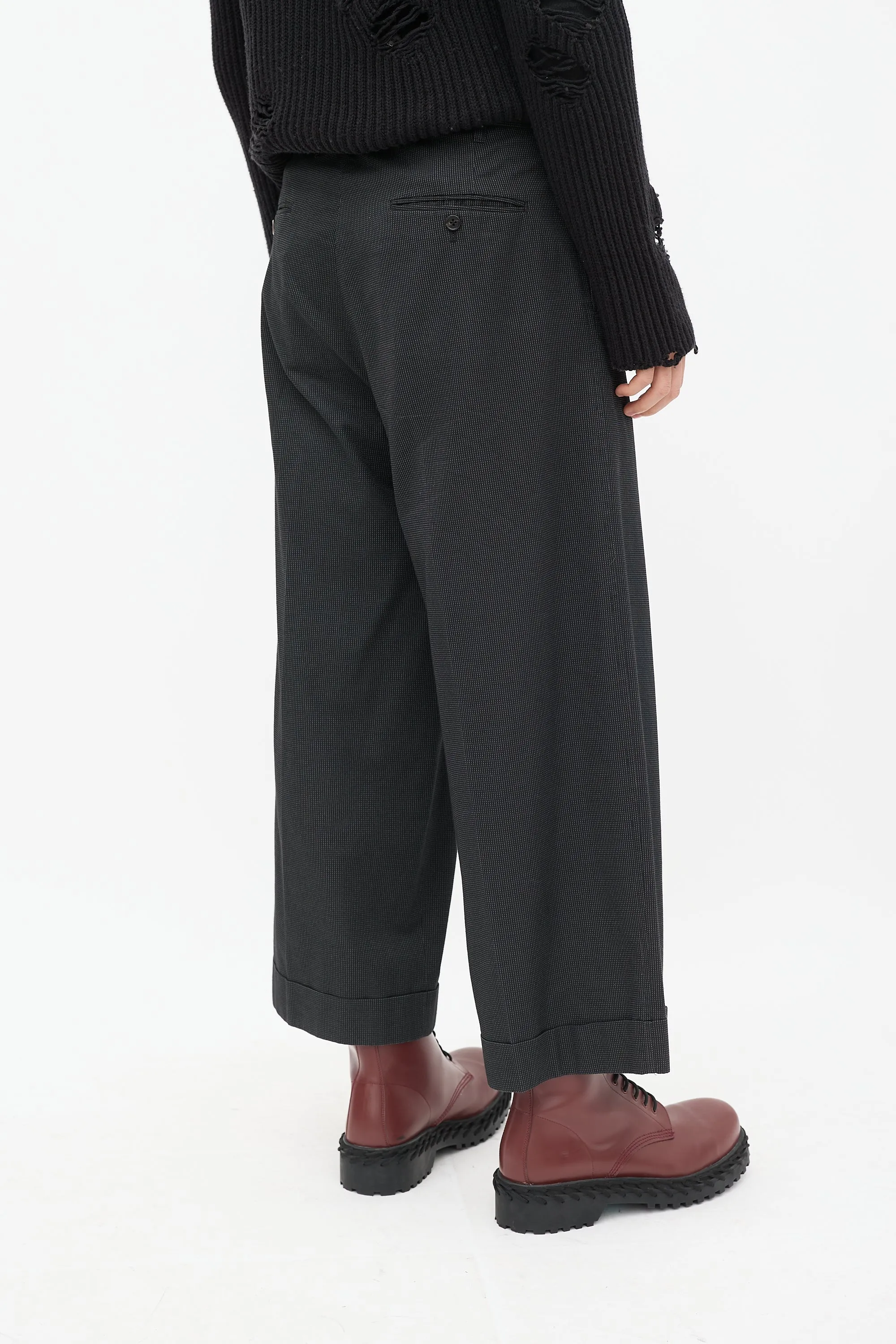 Black & White Pinstripe Wide Leg Trouser