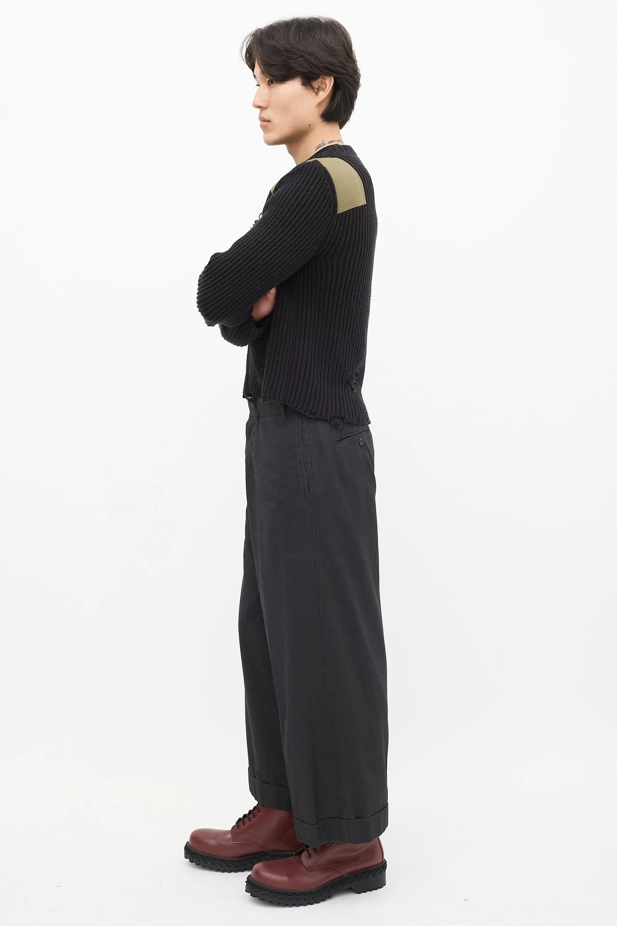 Black & White Pinstripe Wide Leg Trouser