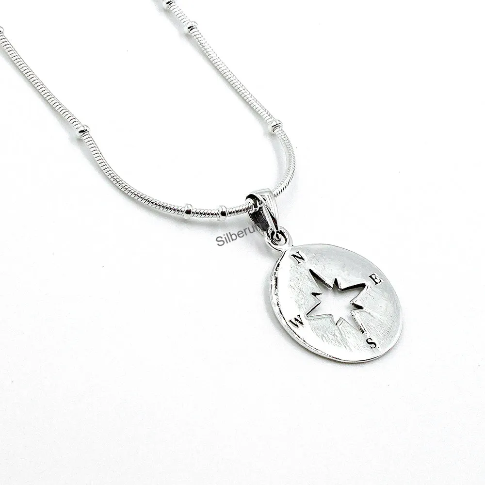 Compass Silver Pendant