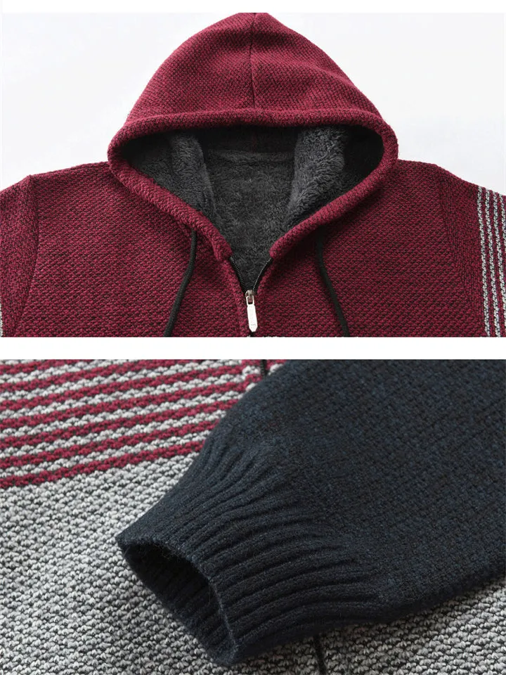Contrast Color Hooded Trendy Zip Cardigans