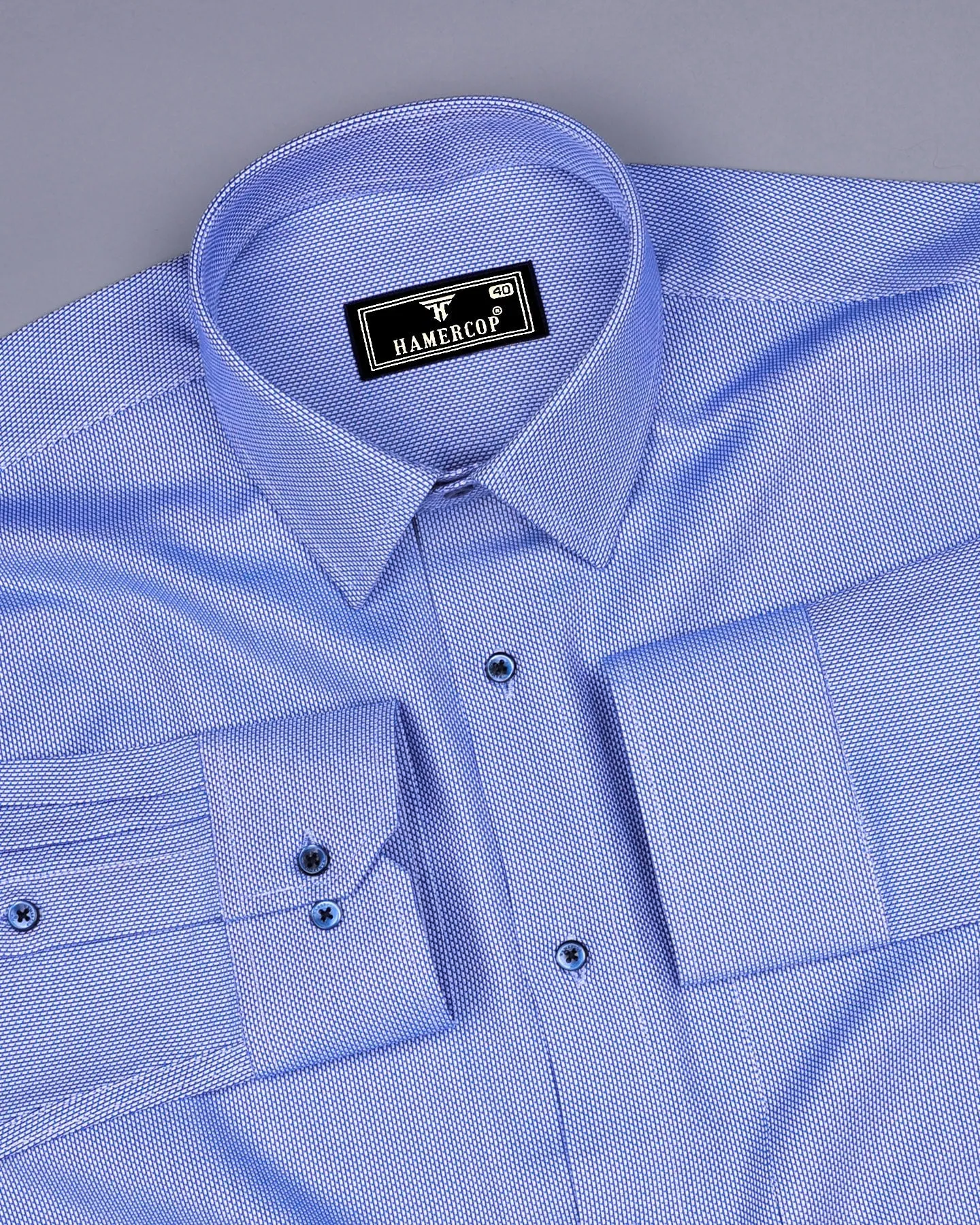 Itzig Blue With White Jacquard Textured Dobby Cotton Shirt