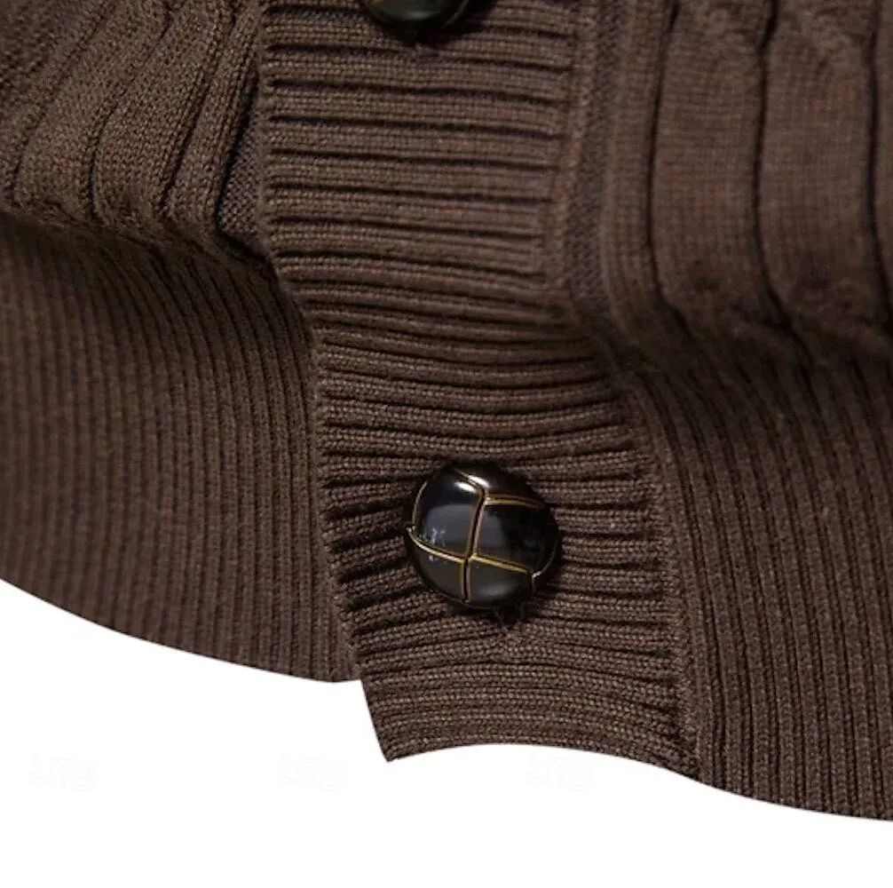 Knit Rolled collar Cardigan Sweater