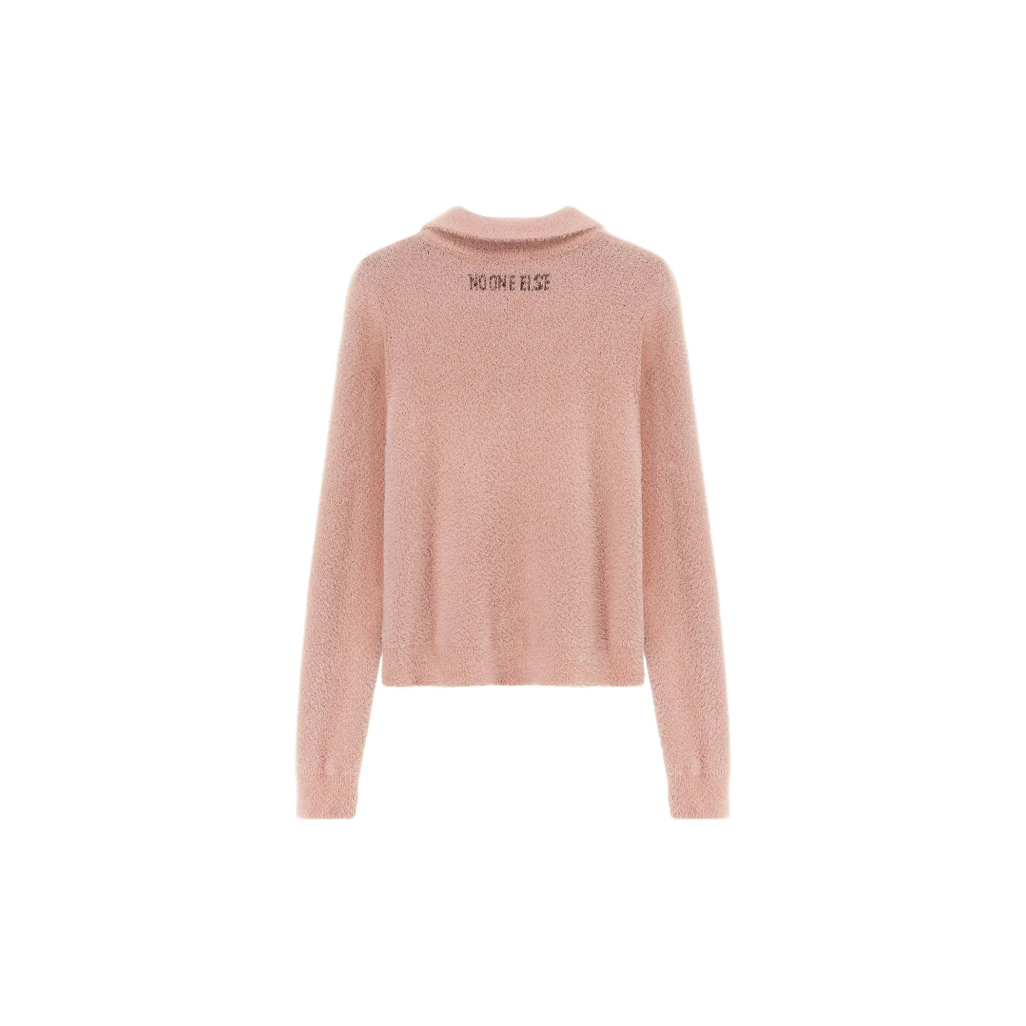 Mushroom Half Zip-Up Knit Sweater