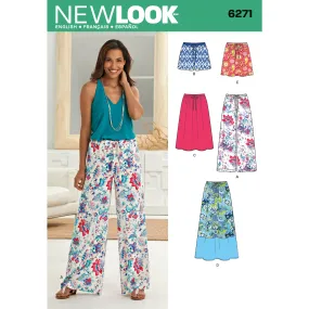 New Look Sewing Pattern 6271 - Misses' Skirt in Three Lengths and Pants or Shorts