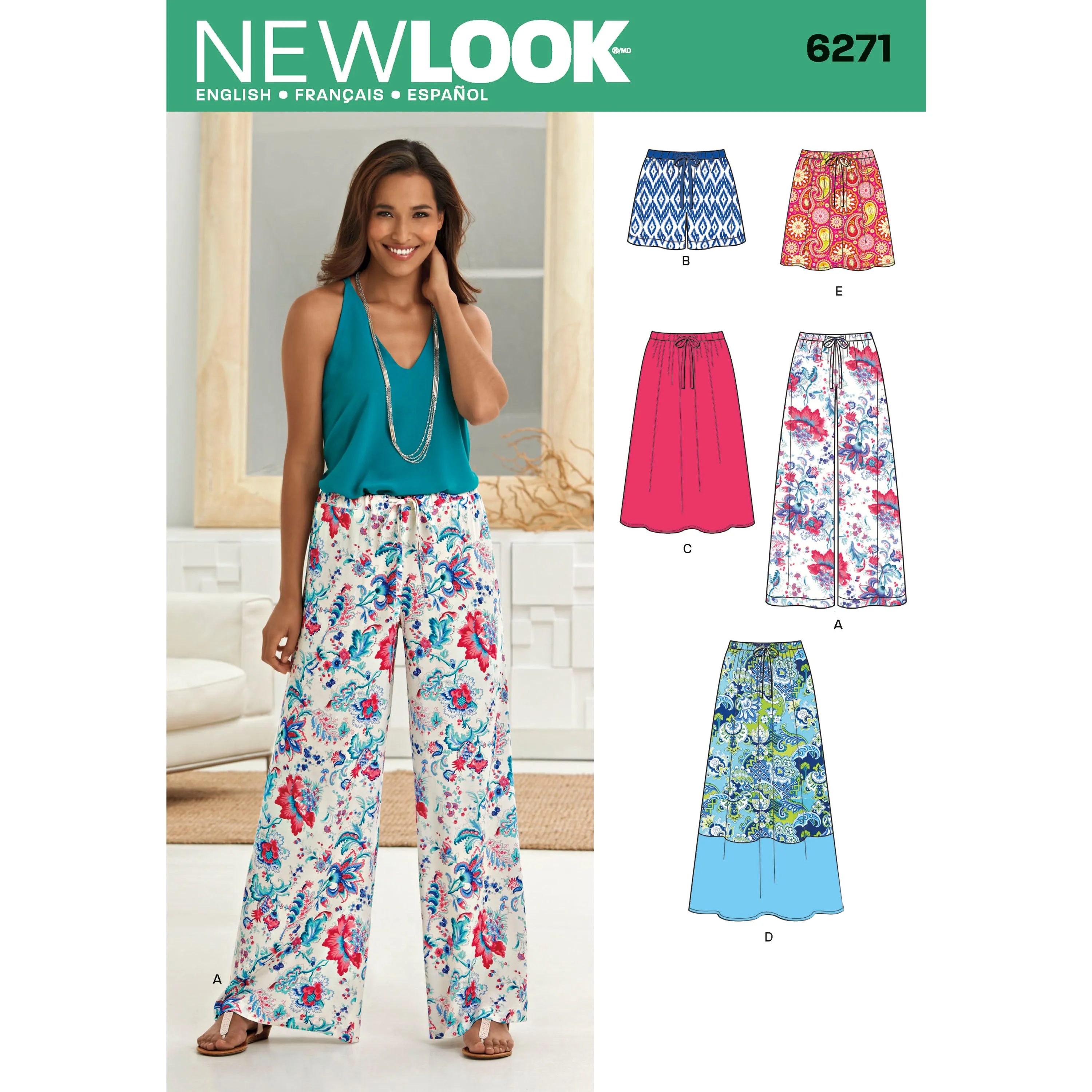 New Look Sewing Pattern 6271 - Misses' Skirt in Three Lengths and Pants or Shorts