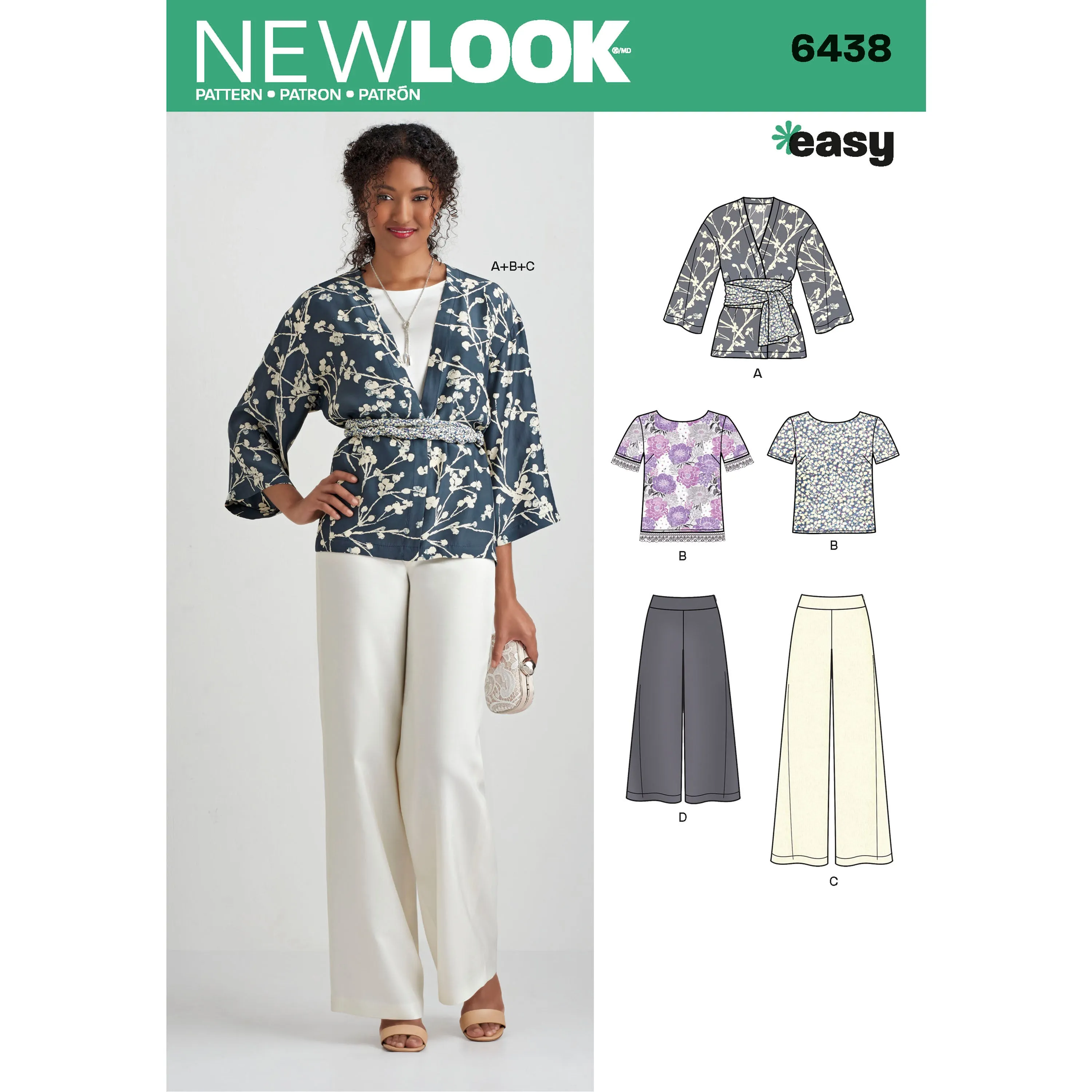New Look Sewing Pattern 6438 - Misses' Easy Pants, Kimono, and Top