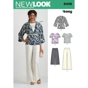 New Look Sewing Pattern 6438 - Misses' Easy Pants, Kimono, and Top
