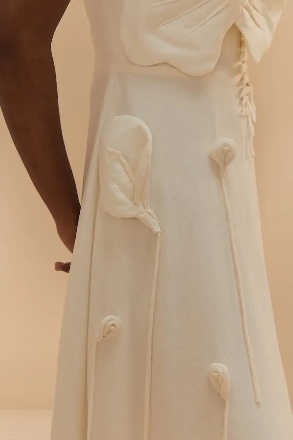 OFF WHITE GARDEN SLEEVELESS MIDI DRESS