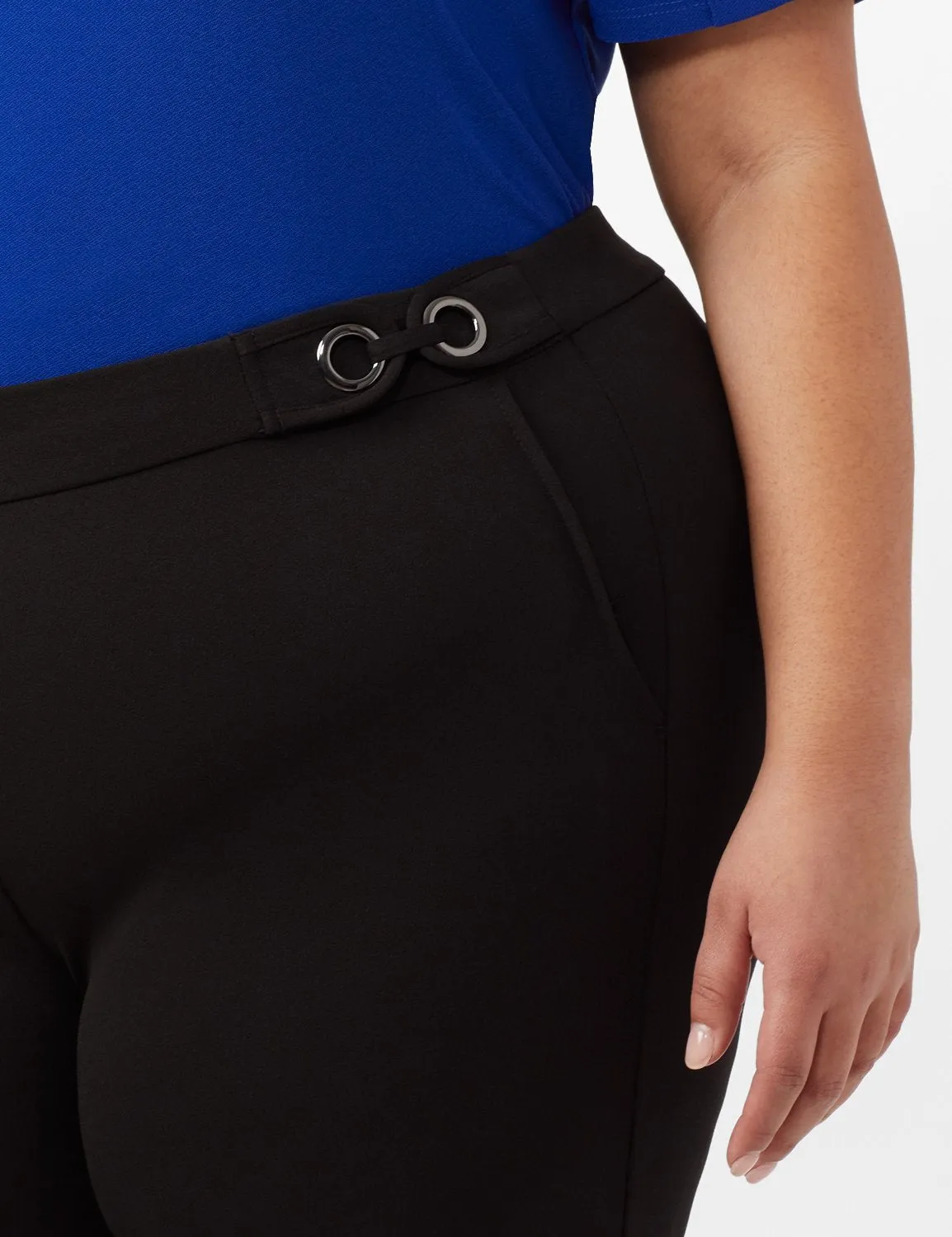 Pull-On Grommet Trim Crop Pants- Plus