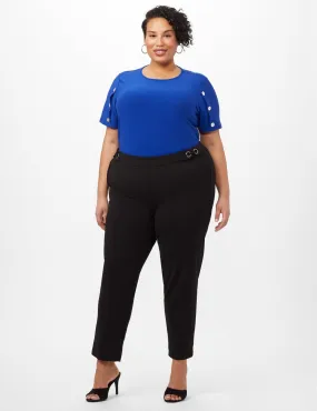 Pull-On Grommet Trim Crop Pants- Plus