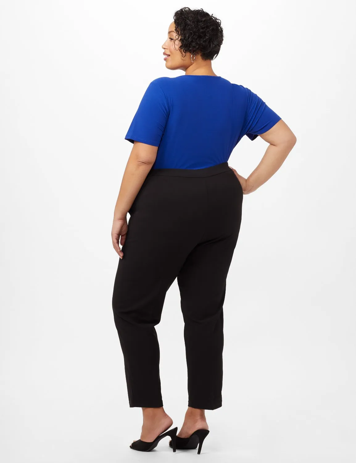 Pull-On Grommet Trim Crop Pants- Plus