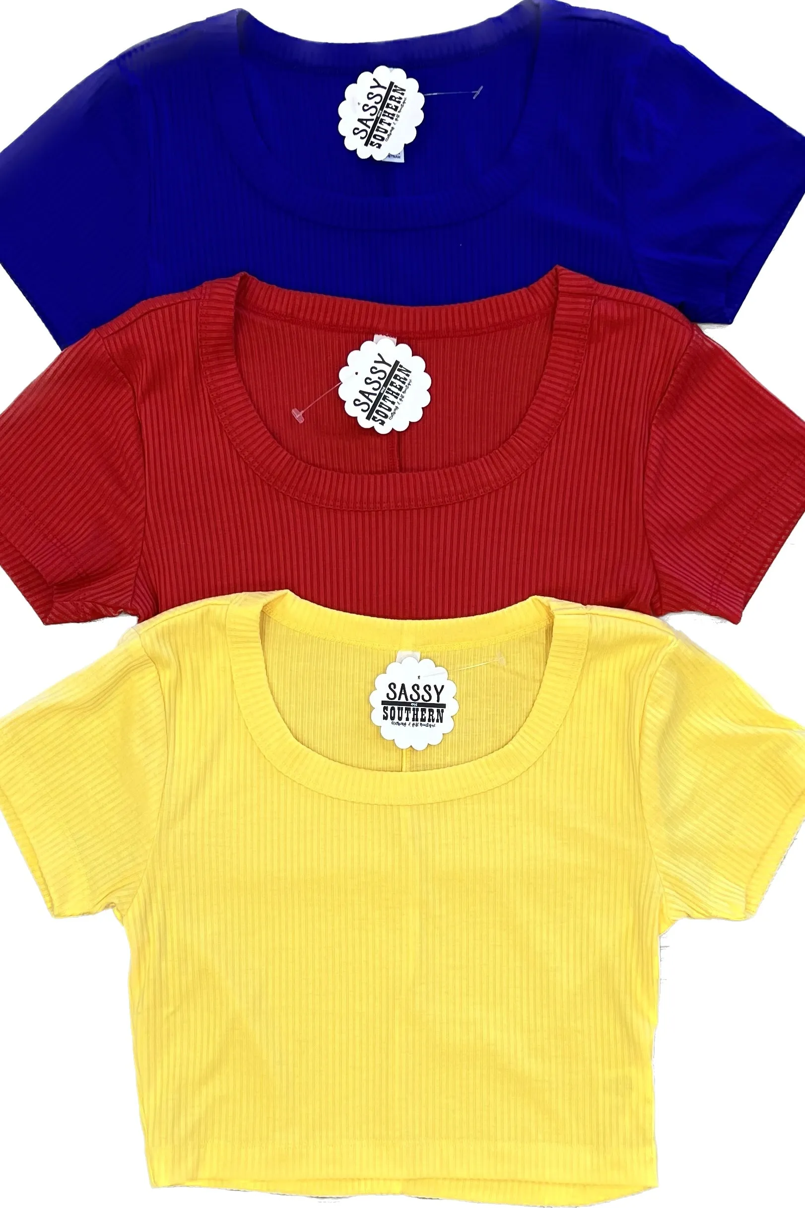 Ribbed Cropped Top (Red, Blue, Yellow)