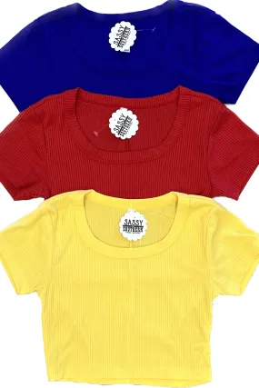 Ribbed Cropped Top (Red, Blue, Yellow)
