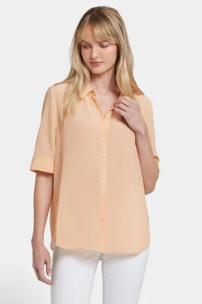 Riley Silk Elbow Sleeved Blouse - Apricot Nectar