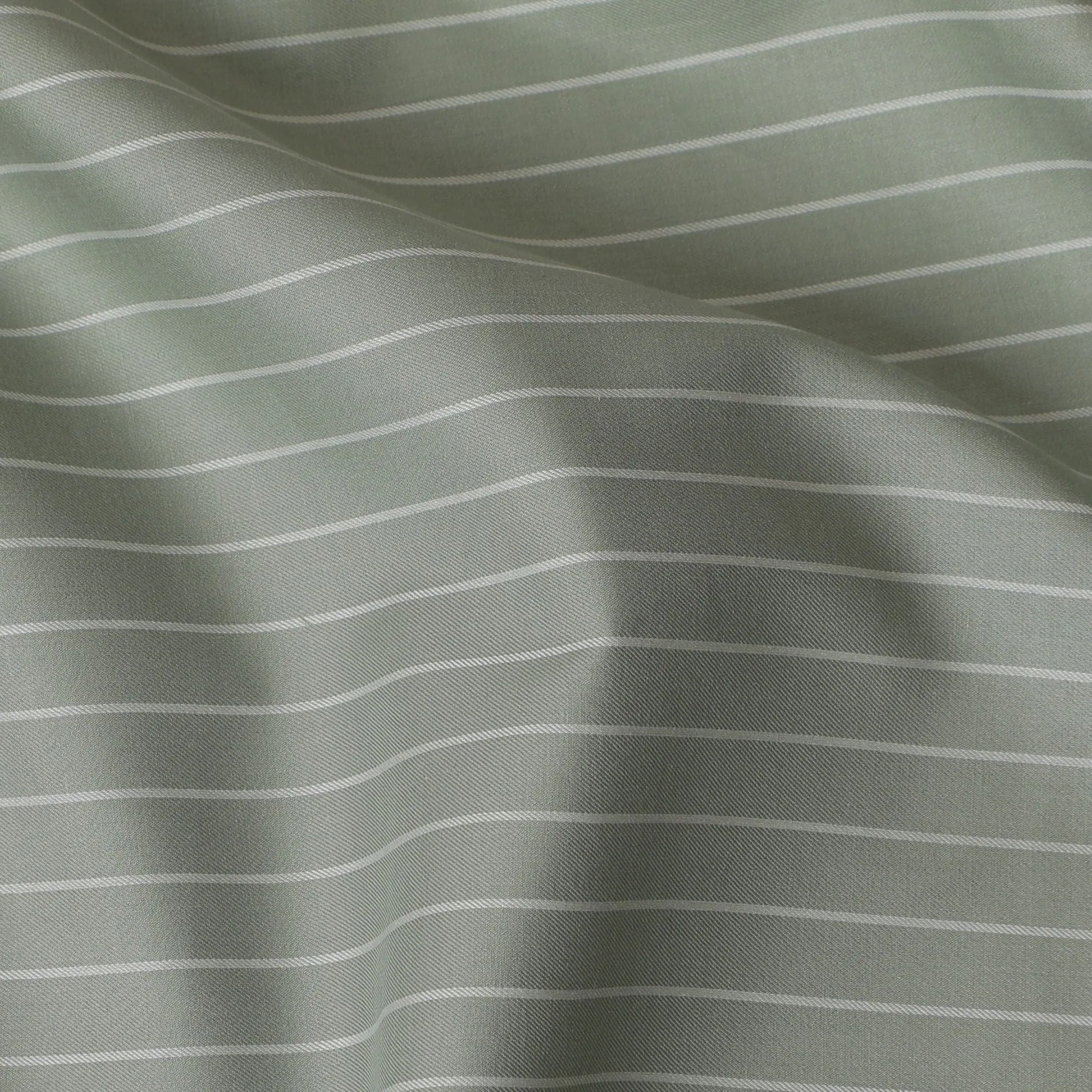 Sage Green Pinstripe 100% Cotton Shirting Fabric - Sleek & Contemporary, 150cm Width-D18571