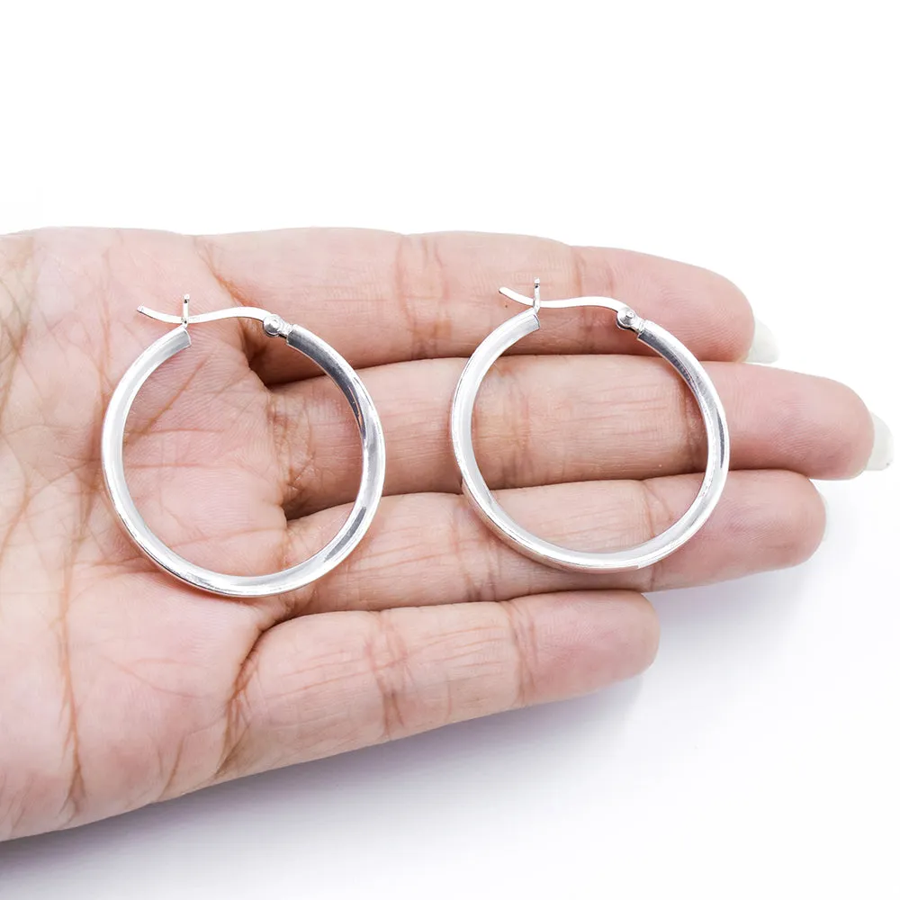 Silver Plain Hoop Earring