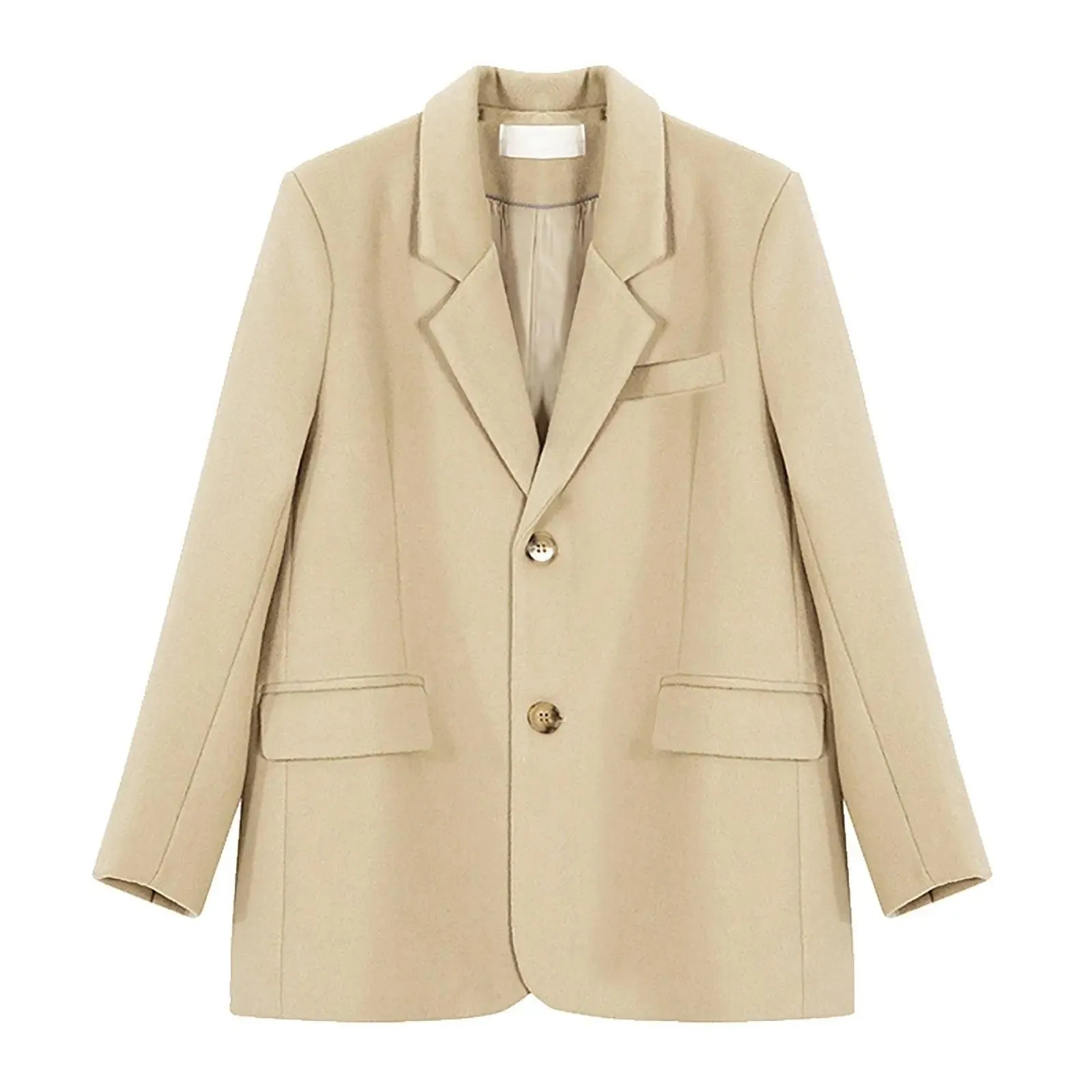 Single Breasted Two Button Wool Blend Blazer