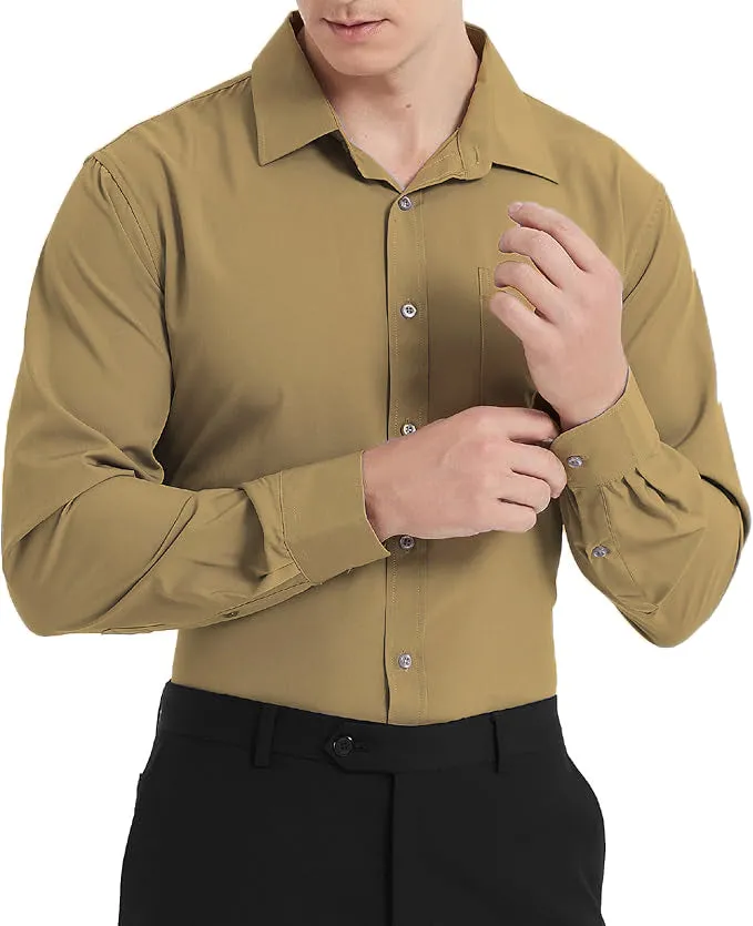 Uniform Unicorn Men's Formal Bronze Shirt - Slim Fit Long Sleeve with Pocket | Office Wear | Formal Wear | Daily Wear (Shirt_Bronze)