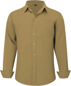 Uniform Unicorn Men's Formal Bronze Shirt - Slim Fit Long Sleeve with Pocket | Office Wear | Formal Wear | Daily Wear (Shirt_Bronze)