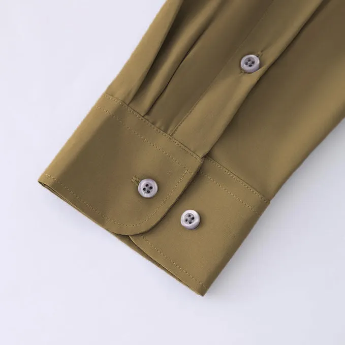 Uniform Unicorn Men's Formal Bronze Shirt - Slim Fit Long Sleeve with Pocket | Office Wear | Formal Wear | Daily Wear (Shirt_Bronze)