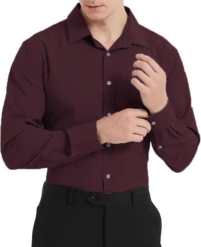 Uniform Unicorn Men's Formal Brown Coffee Shirt - Slim Fit Long Sleeve with Pocket | Office Wear | Formal Wear | Daily Wear (Shirt_Brown Coffee)