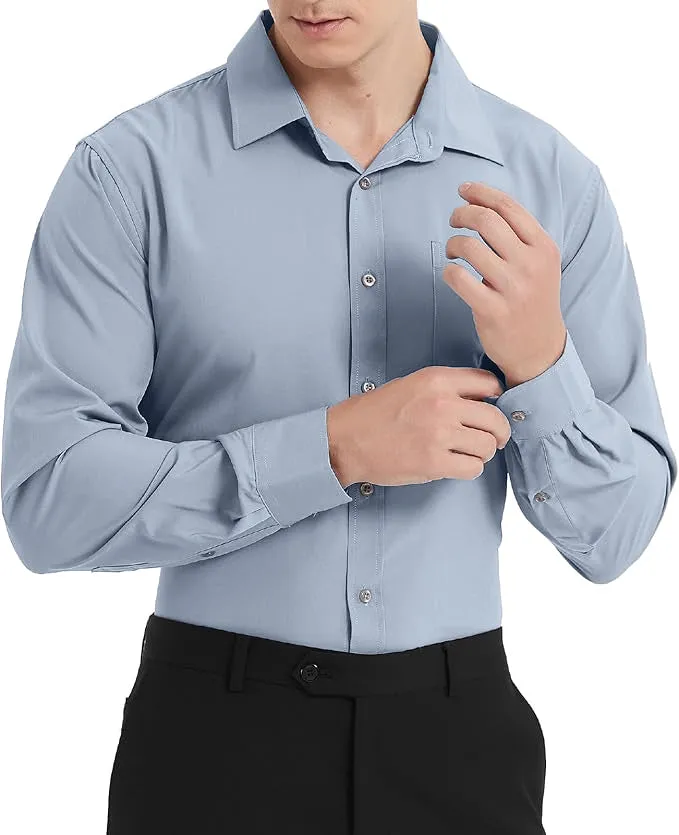 Uniform Unicorn Men's Formal Cadet Blue Shirt - Slim Fit Long Sleeve with Pocket | Office Wear | Formal Wear | Daily Wear (Shirt_Cadet Blue)