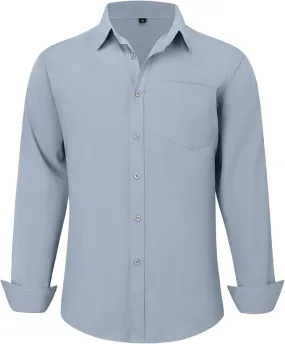 Uniform Unicorn Men's Formal Cadet Blue Shirt - Slim Fit Long Sleeve with Pocket | Office Wear | Formal Wear | Daily Wear (Shirt_Cadet Blue)