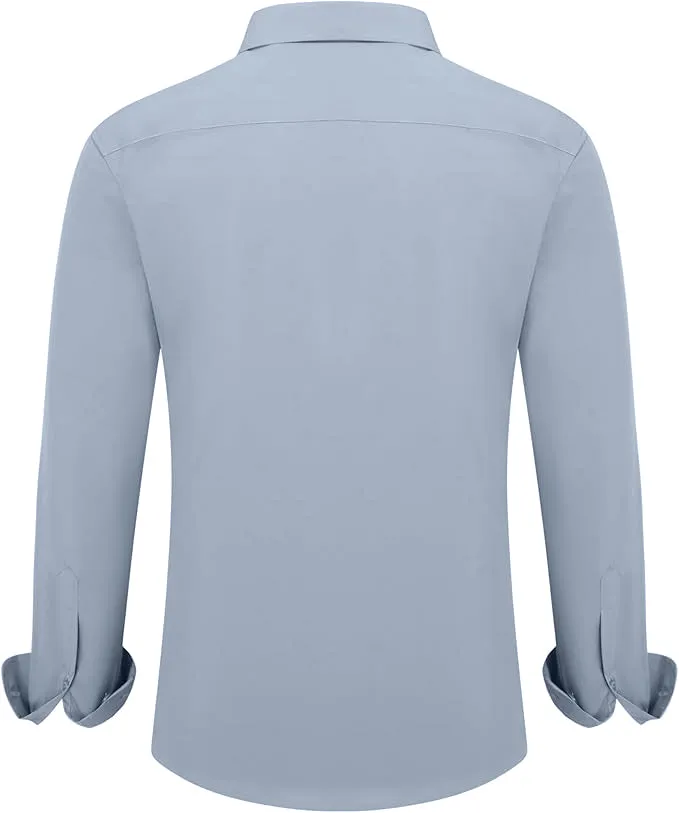 Uniform Unicorn Men's Formal Cadet Blue Shirt - Slim Fit Long Sleeve with Pocket | Office Wear | Formal Wear | Daily Wear (Shirt_Cadet Blue)