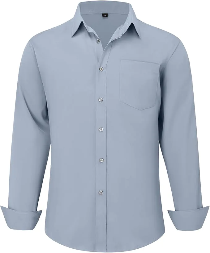 Uniform Unicorn Men's Formal Cadet Blue Shirt - Slim Fit Long Sleeve with Pocket | Office Wear | Formal Wear | Daily Wear (Shirt_Cadet Blue)