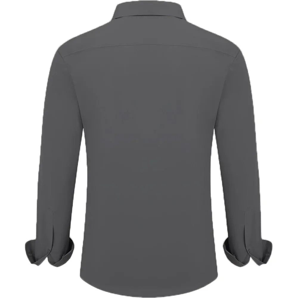 Uniform Unicorn Men's Formal Charcoal Shirt - Slim Fit Long Sleeve with Pocket | Office Wear | Formal Wear | Daily Wear(Shirt_Charcoal)