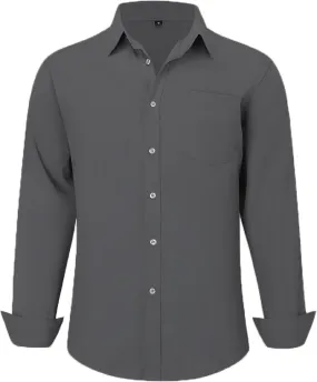 Uniform Unicorn Men's Formal Charcoal Shirt - Slim Fit Long Sleeve with Pocket | Office Wear | Formal Wear | Daily Wear(Shirt_Charcoal)
