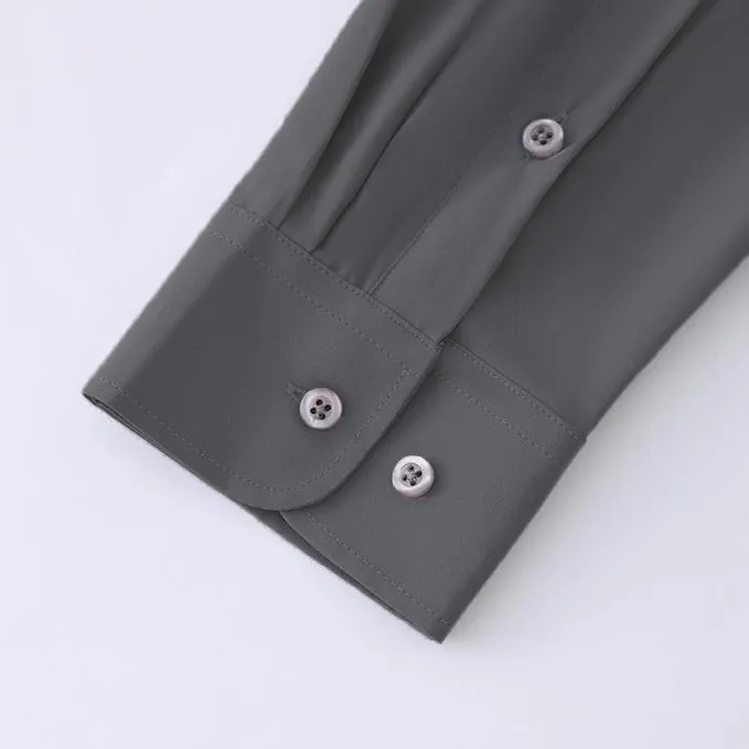 Uniform Unicorn Men's Formal Charcoal Shirt - Slim Fit Long Sleeve with Pocket | Office Wear | Formal Wear | Daily Wear(Shirt_Charcoal)