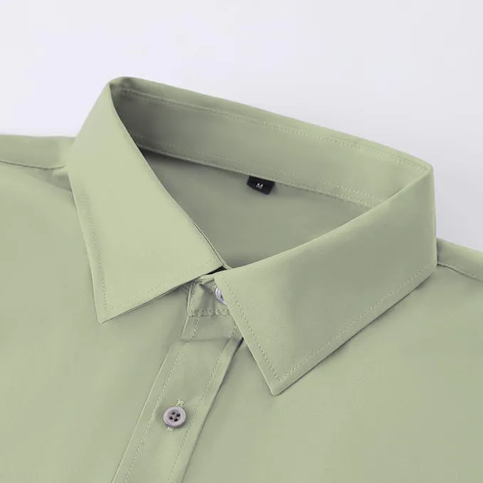 Uniform Unicorn Men's Formal Laurel Green Shirt - Slim Fit Long Sleeve with Pocket | Office Wear | Formal Wear | Daily Wear (Shirt_Laurel Green)